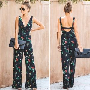 [ Wildflower ] Black Floral Jumpsuit